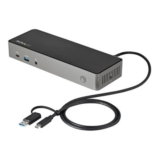 StarTech.com USB-C & USB-A Dock, Hybrid Universal Triple Monitor Laptop Docking Station w/ DisplayPort & HDMI 4K 60Hz, 85W Power Delivery, 6x USB Hub, Ethernet, Audio, USB 3.1 Gen 2 10Gbps - Multi-Monitor Dock (DK31C3HDPDUE) - Dokovací stanice - USB-C - 3 x HDMI, 3 x DP - 1GbE - 85 Watt