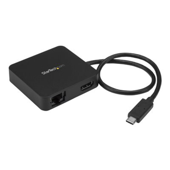 StarTech.com USB C Multiport Adapter, Portable USB-C Mini Dock 4K HDMI Video, Gigabit Ethernet, USB 3.0 Hub (1x USB-A 1x USB-C), USB Type-C Multiport Adapter, Thunderbolt 3 Compatible - USB-C Travel Dock (DKT30CHD) - Dokovací stanice - USB-C / Thunderbolt 3 - HDMI - 1GbE - kompatibilní s TAA