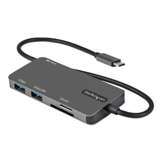 StarTech.com USB C Multiport Adapter, USB-C to 4K 30Hz HDMI, 100W Power Delivery Pass-through, SD/MicroSD Slot, 3-Port USB 3.0 Hub, USB Type-C Mini Dock, 12" (30cm) Long Attached Cable - Thunderbolt 3 Compatible (DKT30CHSDPD) - Dokovací stanice - USB-C / Thunderbolt 3 - HDMI