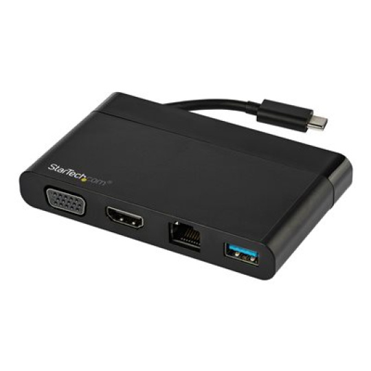 StarTech.com USB C Multiport Adapter with HDMI, VGA, Gigabit Ethernet & USB 3.0, USB C to 4K HDMI or 1080p VGA Display Mini Dock Hub, USB Type-C Travel Docking Station for USB-C Laptops - Portable USB-C Dock (DKT30CHVCM) - Dokovací stanice - USB-C - VGA, HDMI - 1GbE