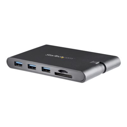 StarTech.com USB C Multiport Adapter, USB Type-C Mini Dock with HDMI 4K or 1080p VGA Video, 100W PD Passthrough, 3x USB 3.0, Gigabit Ethernet, SD & MicroSD Card Reader, USB 3.0 Adapter - USB C HDMI Travel Dock (DKT30CHVSCPD) - Dokovací stanice - USB-C - HDMI, VGA - 1GbE