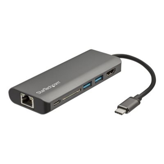StarTech.com USB C Multiport Adapter - USB-C Travel Dock to 4K HDMI, 3x USB 3.0 Hub, SD/SDHC, GbE, 60W PD 3.0 Pass-Through - USB Type-C/Thunderbolt 3 - Upgraded Version of DKT30CSDHPD (DKT30CSDHPD3) - Dokovací stanice - USB-C - 1GbE - pro P/N: ARMPIVOTE2, FPPNEUSTND, MONSTADQI