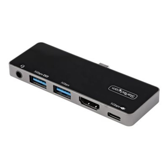 StarTech.com USB C Multiport Adapter, USB-C Mini Dock, USB-C to 4K 60Hz HDMI 2.0, With 100W Power Delivery Pass-Through Charging, 3-Port USB 3.0 Hub, Audio, USB Type-C Multiport Adapter - USB-C Travel Dock - Dokovací stanice - USB-C - HDMI