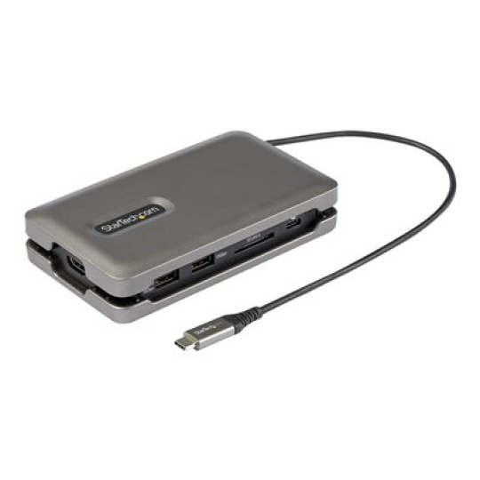 StarTech.com USB C Multiport Adapter, USB C to 4K 60Hz HDMI 2.0, 2-Port 10Gbps USB Hub, 100W Power Delivery Pass-through, GbE, SD/MicroSD, USB Type-C Mini Dock, 10"/25cm Attached Cable - USB C Docking Station - Dokovací stanice - USB-C - HDMI