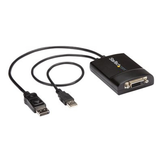 StarTech.com DisplayPort to DVI Adapter - Dual-Link - Active DVI-D Adapter for Your Monitor / Display - USB Powered - 2560x1600 (DP2DVID2) - Adaptér DisplayPort / DVI - DisplayPort, USB (pouze napájení) (M) do DVI-D (F) s jazýckem - USB 2.0 / DisplayPort 1.2 - 37 cm - aktivní, USB napájení, podpora 2560 x 1600 (WQXGA) - cerná