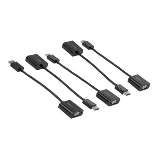 StarTech.com 5-Pack DisplayPort to VGA Adapter, DisplayPort 1.2 HBR2 to VGA Active Adapter, Digital DP to Analog VGA Video Converter Dongle, DisplayPort Male to VGA Female Monitor Adapter - Active DP 1.2 to VGA (DP2VGA3X5) - Video adaptér - DisplayPort (M) do HD-15 (VGA) (F) - DisplayPort 1.2 - 10 cm - podpora 1080p, aktivní - cerná (balení 5)