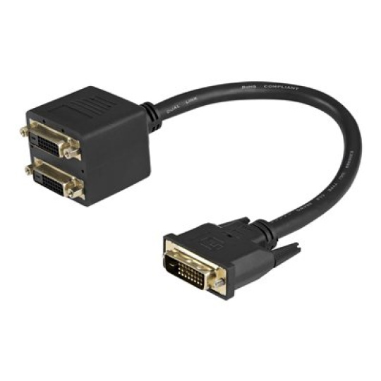 StarTech.com 1 ft DVI-D to 2x DVI-D Digital Video Splitter Cable - M/F (DVISPL1DD) - Video rozdelovac - dva spoje - DVI-D se zdírkami (female) do DVI-D s piny (male) - 30.5 cm - odstínený - cerná - pro P/N: DVIDDMM1, DVIDDMM10M, DVIDDMM25, DVIDDMM2M, DVIDDMM3M, DVIDDMM5M
