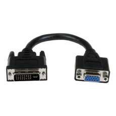 StarTech.com 8in DVI to VGA Cable Adapter - DVI-I Male to VGA Female Dongle Adapter (DVIVGAMF8IN) - Adaptér VGA) - DVI-I (M) do HD-15 (VGA) (F) - 20 cm - krídlové šrouby - cerná
