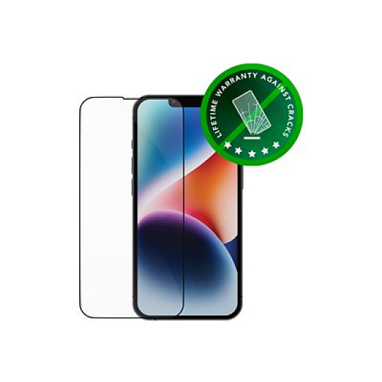 dbramante1928 Eco-shield - Ochrana obrazovky pro mobilní telefon - hromadný - s bezpečnostním filtrem - barva rámu černá - pro Apple iPhone 13, 13 Pro, 14, 16e