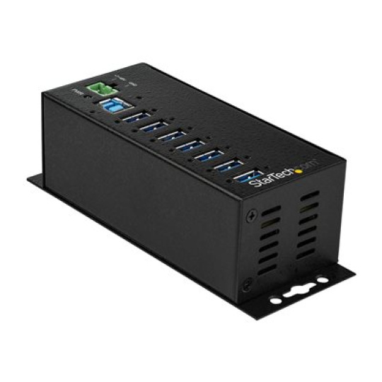 StarTech.com 7 Port USB Hub with Power Adapter, Surge Protection, Metal Industrial USB 3.0 Data Transfer Hub, Din Rail, Wall or Desk Mountable, High Speed USB 3.1/USB 3.2 Gen 1 5Gbps Hub - Windows/macOS/Linux (HB30A7AME) - Rozbocovac - 7 x USB 3.2 Gen 1 - lze montovat na konzolu DIN, pro pripevnení na zed - kompatibilní s TAA - pro P/N: ITB20D3250