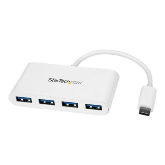 StarTech.com 4 Port USB C Hub with 4x USB-A Ports (USB 3.0 SuperSpeed 5Gbps), USB Bus Powered, Portable/Laptop USB-C to USB-A Adapter Hub, USB 3.1 Gen 1/USB 3.2 Gen 1 Type-C Hub, White - Windows/macOS/Linux (HB30C4ABW) - Rozbocovac - 4 x SuperSpeed USB 3.0 - desktop