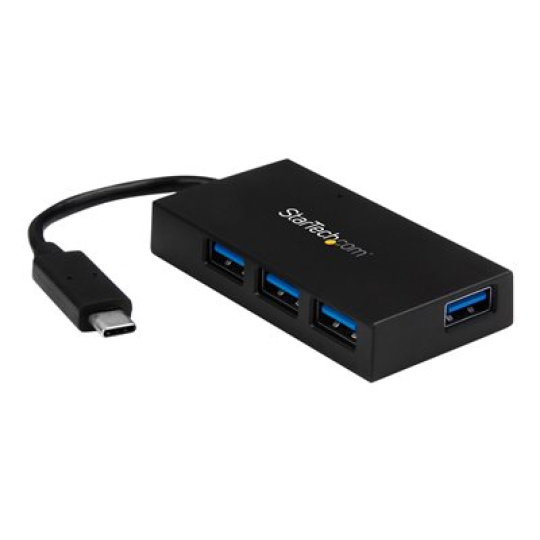 StarTech.com 4 Port USB C Hub with 4x USB-A Ports USB 3.0 (USB 3.1/3.2 Gen 1 SuperSpeed 5Gbps), USB Bus or Self Power, Portable USB Type-C to USB-A BC 1.2 Charging Hub w/Power Adapter - Windows/macOS/Linux (HB30C4AFS) - Rozbocovac - 4 x SuperSpeed USB 3.0 - desktop