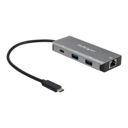 StarTech.com 3 Port USB C Hub with Gigabit Ethernet RJ45 GbE Port, 2x USB-A, 1x USB-C, SuperSpeed 10Gbps USB 3.1/3.2 Gen 2 Type C Hub Adapter, USB Bus Powered, Aluminum, Works w/TB3 - Windows/macOS/Linux - Rozbocovac - 1 x USB-C + 2 x USB 3.1 + 1 x 10/100/1000 - desktop - pro P/N: PEXUSB321C
