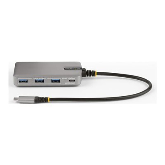 StarTech.com 4-Port USB-C Hub with USB-C DP Alt Mode Video Output 4K 60Hz, 3x USB-A, 1x USB-C, 100W Power Delivery Pass-Through, USB 3.2 Gen 2 (10Gbps), Portable USB Type-C to USB Type-A/C - 1ft (30cm) Host Cable (HB31C3A1CDPPD3) - Rozbocovac - 1 x USB-C + 3 x USB 3.2 Gen 2 - desktop