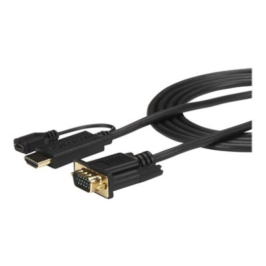 StarTech.com HDMI to VGA Cable - 6ft 2m - 1080p - Active Conversion - HDMI to VGA Adapter Cable for Your VGA Monitor / Display (HD2VGAMM6) - Kabel adaptéru - HDMI, Micro-USB typ B (pouze napájení) do HD-15 (VGA) s piny (male) - 2 m - cerná - aktivní, podpora 1920 x 1200 (WUXGA) - pro P/N: MST30C2DPPD