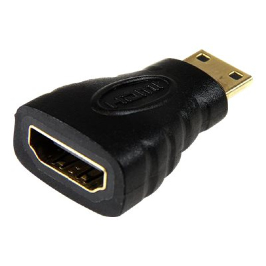 StarTech.com Mini HDMI to HDMI Adapter, 4K High Speed HDMI Adapter, 4K 30Hz Ultra HD High Speed HDMI Adapter, HDMI 1.4, Gold Plated Connectors, UHD Mini HDMI Adapter 4K, Black - Mini HDMI to HDMI Converter - HDMI adaptér - HDMI se zdírkami (female) do 19 pin mini HDMI Type C s piny (male) - cerná