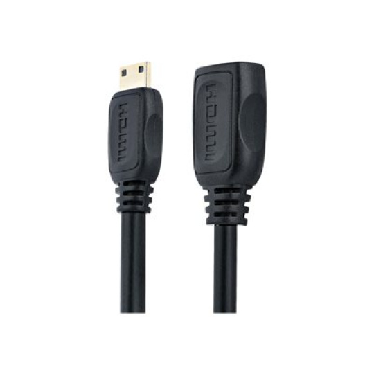 StarTech.com 5in Mini HDMI to HDMI Adapter, 4K High Speed HDMI Adapter, 4K 30Hz Ultra HD High Speed HDMI Adapter, HDMI 1.4, Gold Plated Connectors, UHD Mini HDMI Adapter 4K, Black - Mini HDMI to HDMI Converter - HDMI adaptér - HDMI se zdírkami (female) do 19 pin mini HDMI Type C s piny (male) - 1.3 cm - odstínený - cerná - pro P/N: HDMM30CM