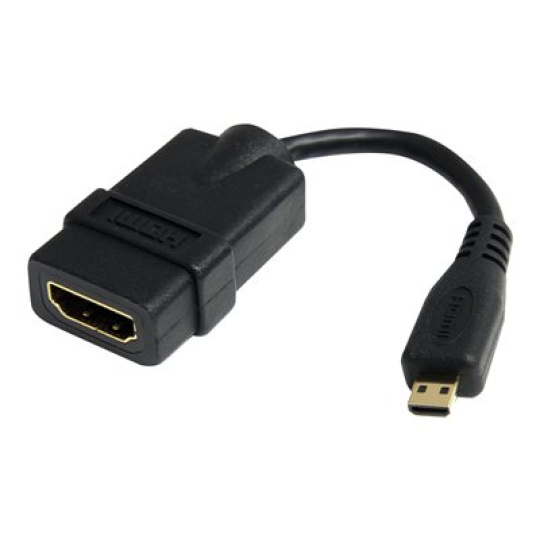 StarTech.com 5in High Speed HDMI Adapter Cable - HDMI to HDMI Micro - F/M - 5 inch Micro HDMI Adapter - HDMI Female to Micro HDMI Male (HDADFM5IN) - HDMI adaptér - HDMI se zdírkami (female) do 19 pin micro HDMI Type D s piny (male) - 1.2 cm - odstínený - cerná - pro P/N: HDMM30CM