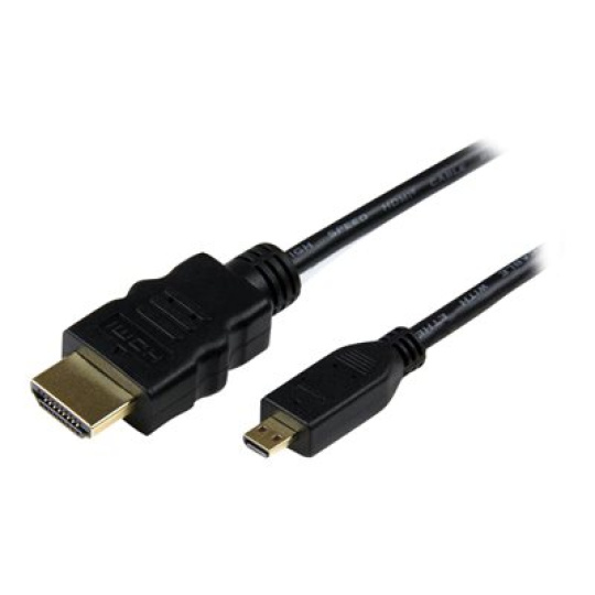 StarTech.com 2m High Speed HDMI Cable with Ethernet HDMI to HDMI Micro - Kabel HDMI s ethernetem - HDMI s piny (male) do 19 pin micro HDMI Type D s piny (male) - 2 m - cerná