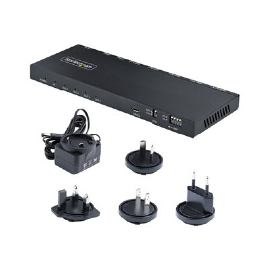 StarTech.com 4-Port HDMI Splitter, 4K 60Hz HDMI 2.0 Video, 1 In 4 Out HDMI Splitter, 4K HDMI Splitter w/Built-in Scaler, 3.5mm/Optical Audio Port, Durable Metal Housing, HDR/HDCP - 1x4 HDMI Display/Output Splitter (HDMI-SPLITTER-44K60S) - Rozdelovac video / audio - 4 x HDMI - desktop