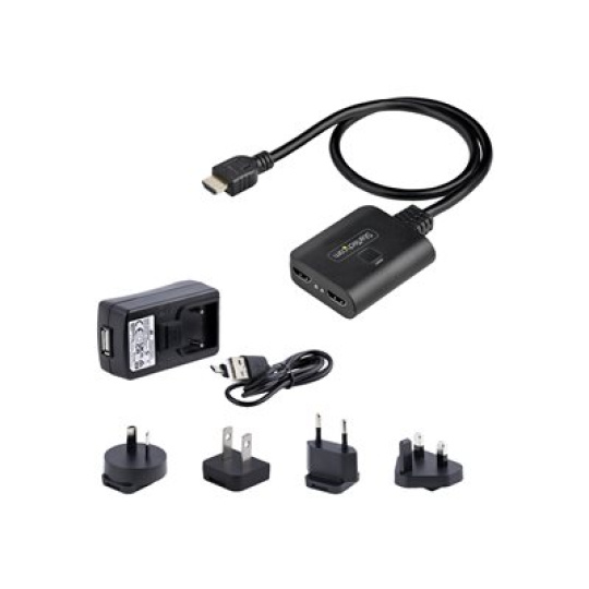 StarTech.com 2-Port HDMI Splitter, 4K 60Hz HDMI 2.0 Video, 4K HDMI Splitter 1 In 2 Out, 1x2 HDMI Display/Output Splitter, HDR/HDCP - 20in (50cm) Built-in HDMI Cable, Powered via USB or Included Power Supply (HDMI-SPLITTER-4K60UP) - Rozdelovac video / audio - desktop