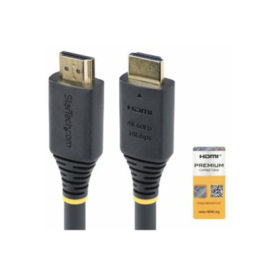 StarTech.com 7m (22.9ft) Premium Certified High Speed HDMI Cable, 4K60Hz - Prémiove vysoká rychlost - kabel HDMI s ethernetem - HDMI s piny (male) do HDMI s piny (male) - 7 m - cerná - podpora 4K60Hz, pasivní