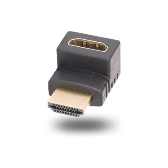 StarTech.com Down Angle HDMI 2.0 Adapter, 90-Degree HDMI Port Saver, M/F - High Speed - HDMI adaptér - HDMI s piny (male) do HDMI se zdířkami (female) zahnutý nahoru - černá - podpora 4K60Hz, dvousměrný, pasivní
