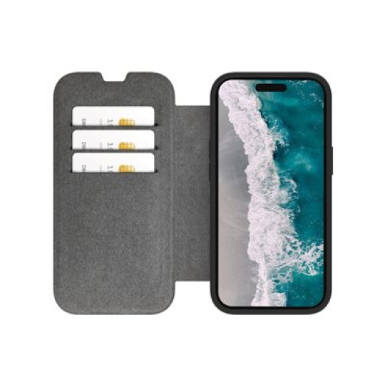 dbramante1928 Helsinki - Pouzdro s klopou pro mobilní telefon - kompatibilita s MagSafe - plast, veganská kuže - cerná, prusvitná - pro Apple iPhone 15 Plus