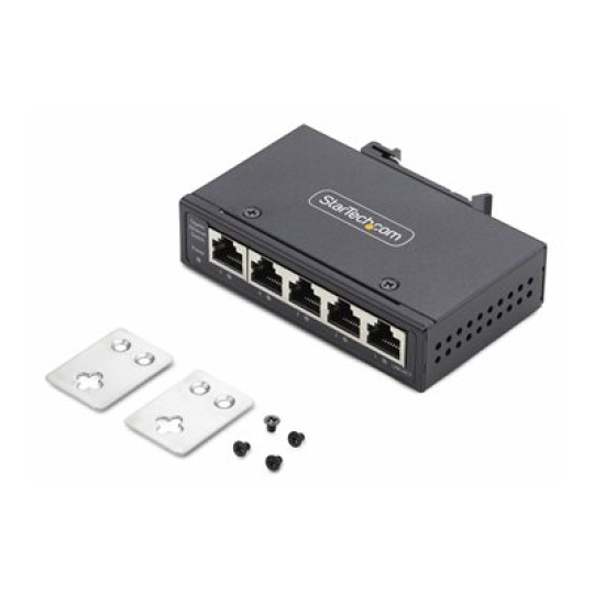 StarTech.com 5-Port Unmanaged Industrial Ethernet Switch - IP30 - TAA - Prepínac - nerízený - 5 x 10/100/1000Base-T - lze montovat na konzolu DIN, pro pripevnení na zed - DC - kompatibilní s TAA