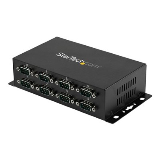 StarTech.com 8 Port USB to Serial RS232 Adapter - Wall Mount - Din Rail - COM Port Retention - FTDI USB to DB9 RS232 Hub (ICUSB2328I) - Sériový adaptér - USB 2.0 - RS-232 x 8 - cerná