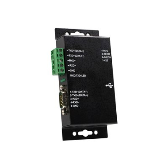 StarTech.com 1 Port Metal Industrial USB to RS422/RS485 Serial Adapter w/ Isolation (ICUSB422IS) - Sériový adaptér - USB - RS-422, RS-485 - cerná