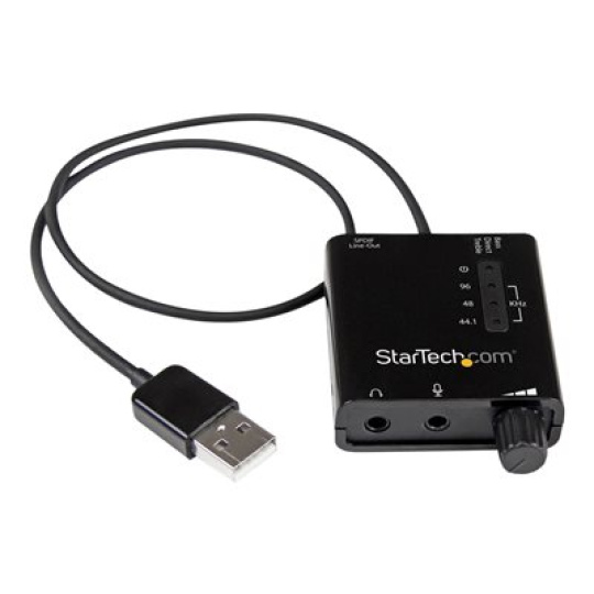 StarTech.com USB Sound Card w/ SPDIF Digital Audio & Stereo Mic - External Sound Card for Laptop or PC - SPDIF Output (ICUSBAUDIO2D) - Zvuková karta - 24 bitu - 96 kHz - stereo - USB 2.0 - pro P/N: MU15MMS, MU6MMS