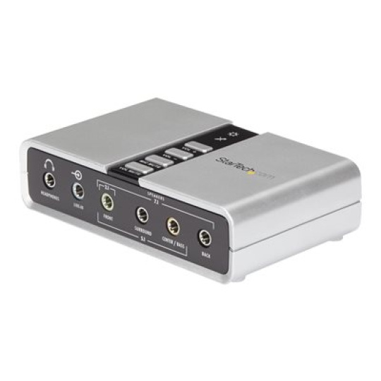 StarTech.com 7.1 USB Sound Card - External Sound Card for Laptop with SPDIF Digital Audio - Sound Card for PC - Silver (ICUSBAUDIO7D) - Zvuková karta - 48 kHz - 7.1 - USB 2.0 - pro P/N: MU15MMS, MU6MMS