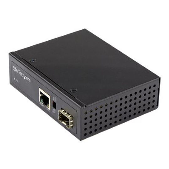 StarTech.com PoE+ Industrial Fiber to Ethernet Media Converter 60W, SFP to RJ45, Singlemode/Multimode Fiber to Copper Gigabit Ethernet, Compact, IP-30/ -40 to +75C, PoE+ Media Converter - Fiber Media Converter (IMC1GSFP60W) - Konvertor médií s optickými vlákny - 1GbE - 1000Base-SX, 1000Base-T - RJ-45 / SFP (mini-GBIC) - až 10 km