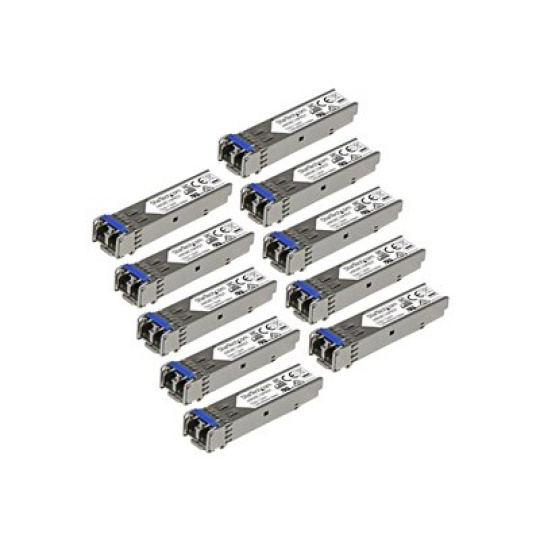 StarTech.com 10 pack HPE J4859C Compatible SFP Module, 1000BASE-LX, 1GbE Single Mode SMF/MMF Optic Transceiver, 1 Gigabit Ethernet, LC Connector 10km, 1310nm DDM, HPE 1400 1700, Mini GBIC - Lifetime Warranty (J4859C10PKST) - Transceiver modul SFP (mini-GBIC) (odpovídá: HP J4859C) - 1GbE - 1000Base-LX - LC - až 10 km - 1310 nm (balení 10) - pro HPE 1700, 2610, 93XX, Switch XL 10/100/1000; HPE Aruba 2530, 2930F 24, 2930F 48, 5406