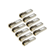 StarTech.com 10 Pack of HPE J8177C Compatible SFP Module, 1000BASE-T, SFP to RJ45 Cat6/Cat5e, 1GE Gigabit Ethernet SFP, RJ-45 (Copper) 100m, HPE 1810, 1820, 2530, Mini GBIC Transceiver - Lifetime Warranty (J8177C10PKST) - Transceiver modul SFP (mini-GBIC) (odpovídá: HP J8177C) - 1GbE - 1000Base-T - RJ-45 / SFP (mini-GBIC) - až 100 m (balení 10) - pro HPE 1810, 1910, 20p 10/100/1000, 2610, 3500, 6200; HPE Aruba 2530, 5406; HPE ProCurve 5304
