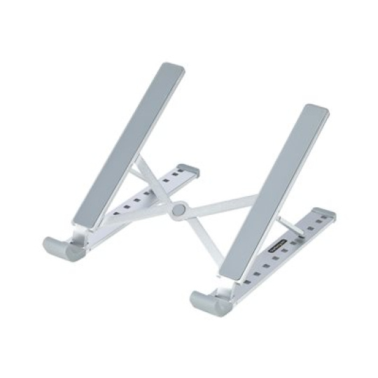 StarTech.com Foldable Laptop Riser Stand, Portable Height Adjustable Ergonomic Laptop Stand, Ventilated Aluminum Frame Supports 22lb (10Kg), Tilt/Raised/Angled Laptop/Tablet Stand, Collapsible Design - Stojánek na notebook - desktop - až 15,6" - stríbrná