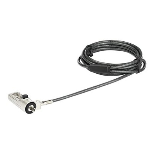 StarTech.com 6.5? (2m) Laptop Cable Lock, 4 Digit Combination Laptop/Desktop Security Cable Lock for Wedge Slot Computers/Laptops, Anti-Theft Vinyl-Coated Steel Combo Cable Lock, Portable - Wedge Slot Laptop Lock (LTLOCKNBL) - Bezpecnostní kabelový zámek - stríbrná, cerná - 2 m - kompatibilní s TAA