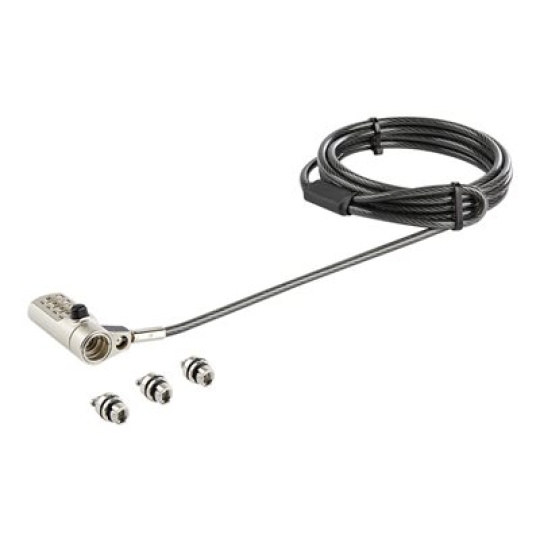 StarTech.com 6.5' (2m) 3-in-1 Universal Laptop Cable Lock, 4-Digit Combination Laptop/Desktop Security Cable Lock Compatible w/ K-Slot, Nano & Wedge Slot Computer, Anti-Theft Steel Cable - Universal Laptop Lock - Bezpecnostní kabelový zámek - 2 m - kompatibilní s TAA