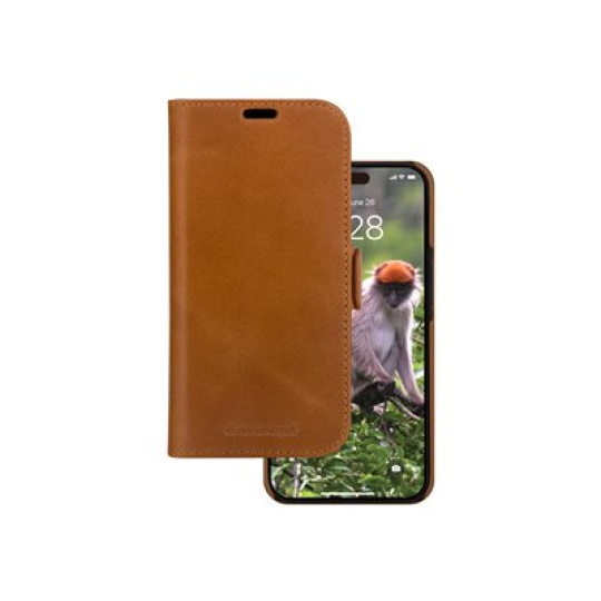 dbramante1928 Lynge - Pouzdro s klopou pro mobilní telefon - kuže full-grain - bronz - pro Apple iPhone 13, 14, 15, 16e