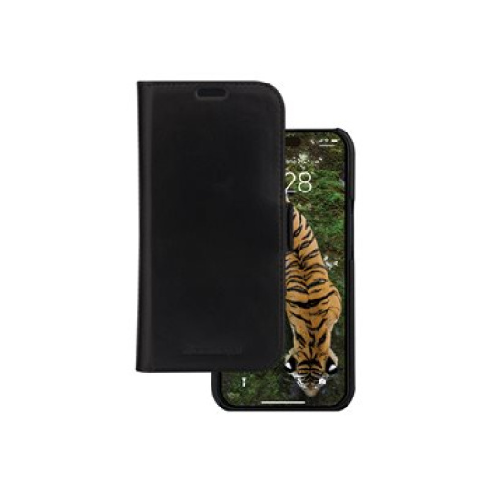 dbramante1928 Lynge - Pouzdro s klopou pro mobilní telefon - kuže full-grain - cerná - pro Apple iPhone 13, 14, 15, 16e