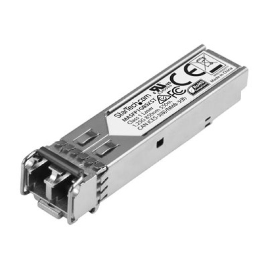StarTech.com Cisco Meraki MA-SFP-1GB-SX Compatible SFP Module, 1000BASE-SX, 1GbE MMF Optic Transceiver, LC Connector, 550m, 850nm, DDM, Cisco Meraki MS225, MX400, Mini GBIC Transceiver - Lifetime Warranty (MASFP1GBSXST) - Transceiver modul SFP (mini-GBIC) (odpovídá: Cisco Meraki MA-SFP-1GB-SX) - 1GbE - 1000Base-SX - multirežim LC - až 550 m - 850 nm