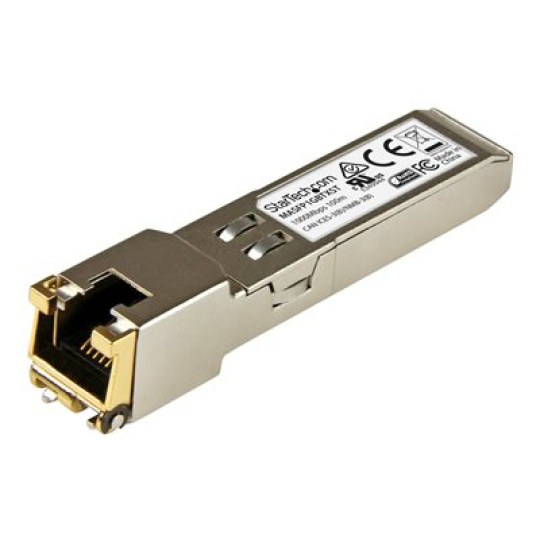 StarTech.com Cisco Meraki MA-SFP-1GB-TX Compatible SFP Module, 1000BASE-T, SFP to RJ45 Cat6/Cat5e, 10/100/1000 Mbps, RJ-45 (Copper) 100m, Cisco Meraki MS225, MX400, MS250, 1GbE Mini GBIC - Lifetime Warranty (MASFP1GBTXST) - Transceiver modul SFP (mini-GBIC) (odpovídá: Cisco Meraki MA-SFP-1GB-TX) - 1GbE - 1000Base-T - RJ-45 - až 100 m
