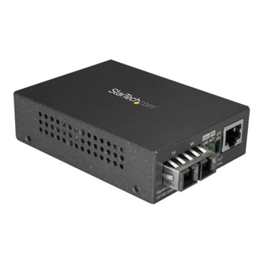 StarTech.com Multimode SC Fiber Media Converter for 10/100/1000 Network, 550m Range, Gigabit Ethernet, 850nm, Full Duplex Gigabit Ethernet Media Converter, Fiber Optic Media Converter - Ethernet Over Fiber (MCMGBSCMM055) - Konvertor médií s optickými vlákny - 1GbE - pres vláknová optika - 1000Base-SX, 100Base-TX, 1000Base-T - RJ-45 / SC nekolik režimu - až 550 km - 850 nm