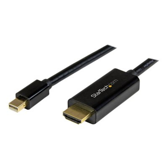 StarTech.com Mini DisplayPort to HDMI converter cable - 3 ft (1m) - mDP to HDMI adapter with built-in cable - (M / M) Ultra HD 4K (MDP2HDMM1MB) - Kabel adaptéru - Mini DisplayPort s piny (male) do HDMI s piny (male) - 1 m - cerná - podporuje 4K