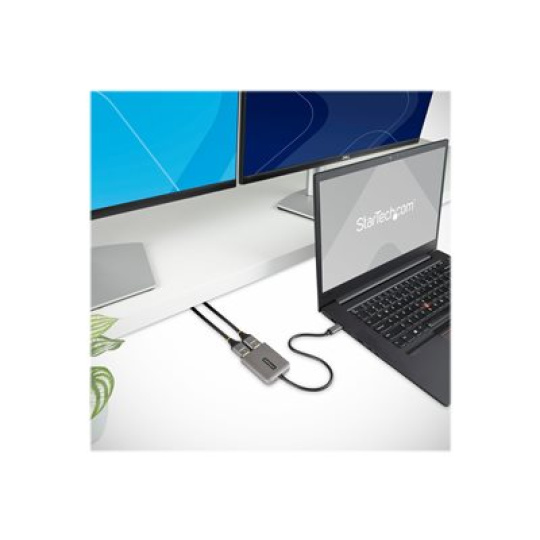 StarTech.com USB-C to Dual HDMI MST HUB, Dual HDMI 4K 60Hz, USB Type C Multi Monitor Adapter for Laptop w/ 1ft (30cm) cable, DP 1.4 Multi-Stream Transport Hub, USB Type C to 2x HDMI Ports - USB-C to HDMI Splitter (MST14CD122HD) - Video adaptér - 24 pin USB-C s piny (male) do HDMI se zdírkami (female) - šedá
