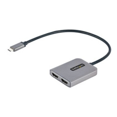 StarTech.com USB-C to Dual HDMI MST HUB, Dual HDMI 4K 60Hz, USB Type C Multi Monitor Adapter for Laptop w/ 1ft (30cm) cable, DP 1.4 Multi-Stream Transport Hub, USB Type C to 2x HDMI Ports - USB-C to HDMI Splitter (MST14CD122HD) - Video adaptér - 24 pin USB-C s piny (male) do HDMI se zdířkami (female) - šedá