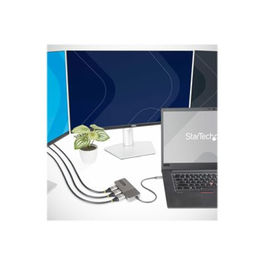 StarTech.com 3-Port USB-C MST Hub, USB Type-C to 3x HDMI Multi-Monitor Adapter for Laptop, Triple HDMI up to 4K 60Hz w/ DP 1.4 Alt Mode and DSC, HDR, 1ft (30cm) Cable, USB Bus-Powered - Multi-Stream Transport Hub (MST14CD123HD) - Rozdelovac video / audio - 3 x HDMI - desktop