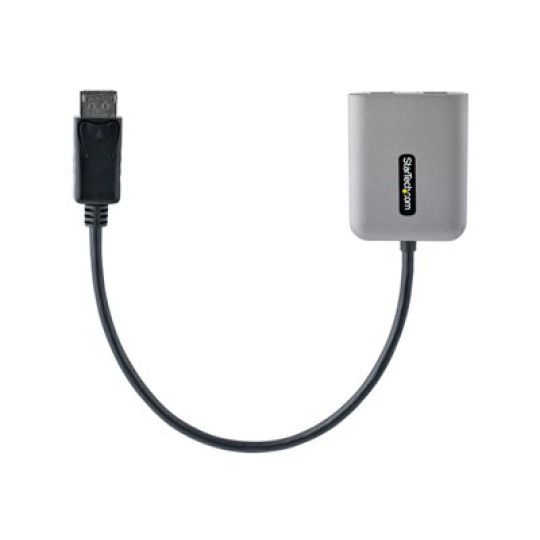 StarTech.com DP to Dual HDMI MST HUB, Dual HDMI 4K 60Hz, DisplayPort Multi Monitor Adapter with 1ft (30cm) Cable, DP 1.4 Multi Stream Transport Hub, DSC | HBR3, DP to 2x HDMI Ports - DP to HDMI Splitter (MST14DP122HD) - Video adaptér - DisplayPort s piny (male) do HDMI se zdírkami (female) - šedá