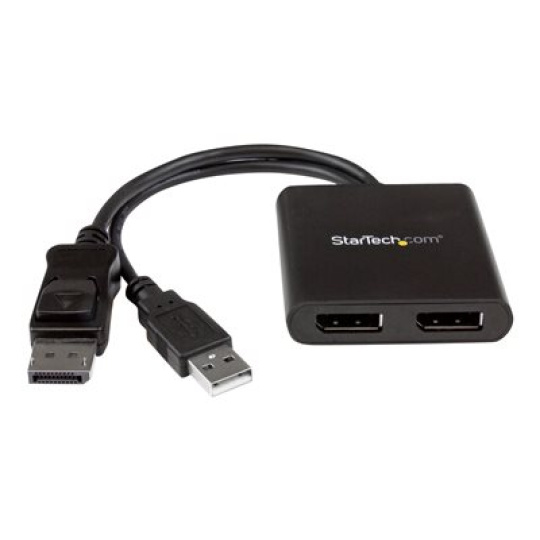 StarTech.com 2-Port Multi Monitor Adapter, DisplayPort 1.2 MST Hub, Dual 4K 30Hz or 1080p, USB Bus Powered, Video Splitter for Extended Desktop Mode on Windows Only, DP to 2x DP MST Hub - Multi Stream Transport (MSTDP122DP) - Separátor video - 2 x DisplayPort - desktop - pro P/N: SV231DPU34K